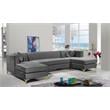 Pemberly Row Modern / Contemporary 3pc Velvet Sectional in Gray