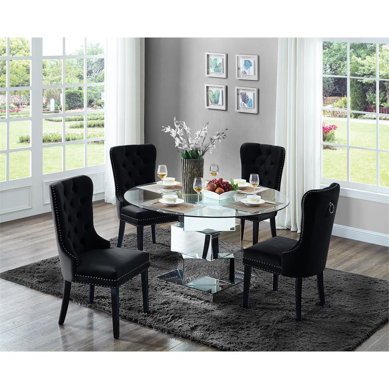 Pemberly Row Modern Contemporary Glass Dining Table in Chrome