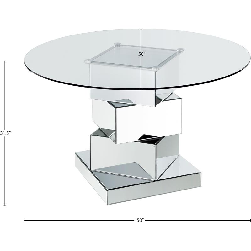 Pemberly Row Modern Contemporary Glass Dining Table in Chrome