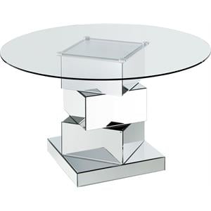 Pemberly Row Modern Contemporary Glass Dining Table in Chrome