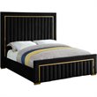 Pemberly Row Modern Solid Wood and Velvet Queen Bed in Black