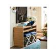 Pemberly Row Wood Natural Cane Long Key Console Table in Tan Rattan