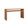 Pemberly Row Wood Natural Cane Long Key Console Table in Tan Rattan