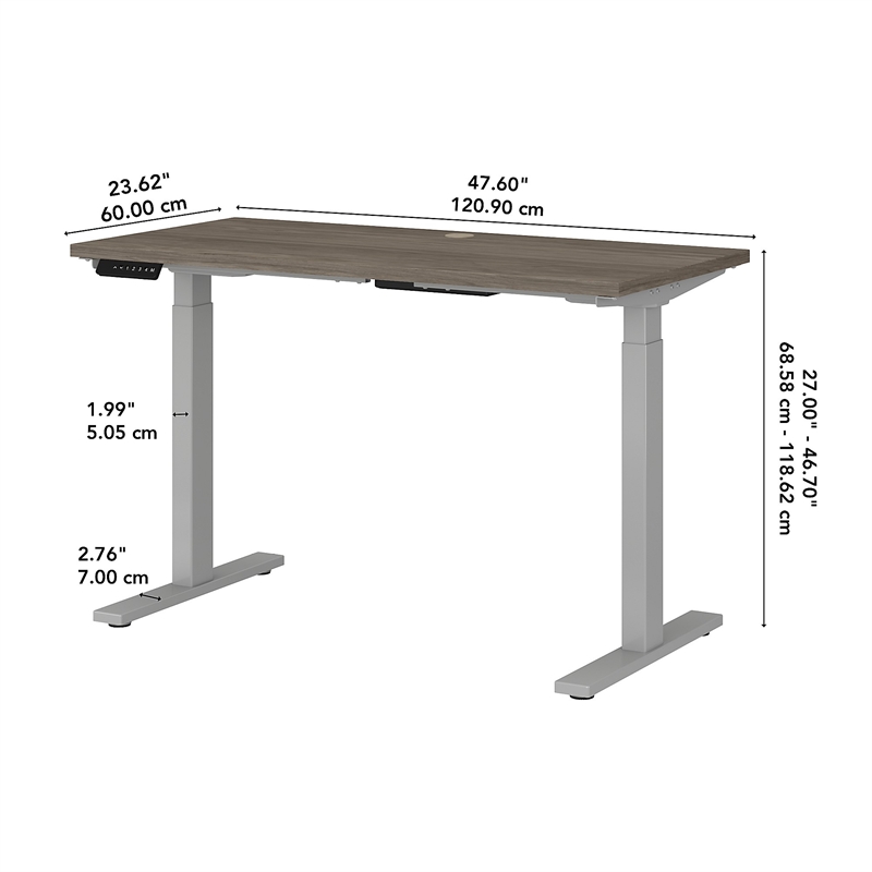 Pemberly Row 48W x 24D Adjustable Desk in Modern Hickory - Engineered Wood