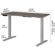 Pemberly Row 48W x 24D Adjustable Desk in Modern Hickory - Engineered Wood