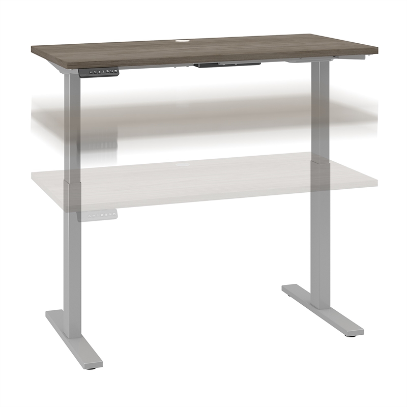 Pemberly Row 48W x 24D Adjustable Desk in Modern Hickory - Engineered Wood
