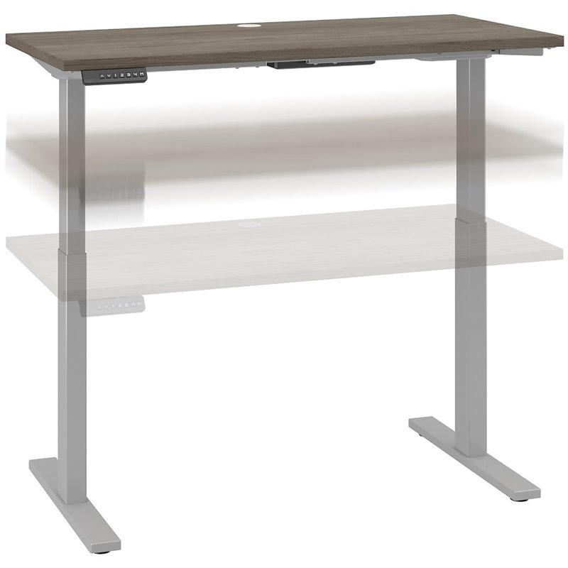 Pemberly Row 48W x 24D Adjustable Desk in Modern Hickory - Engineered Wood
