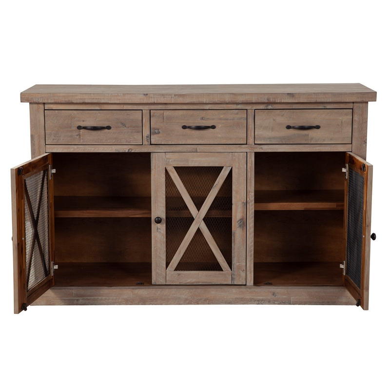 Pemberly Row Contemporary Wood Sideboard in Weathered Natural