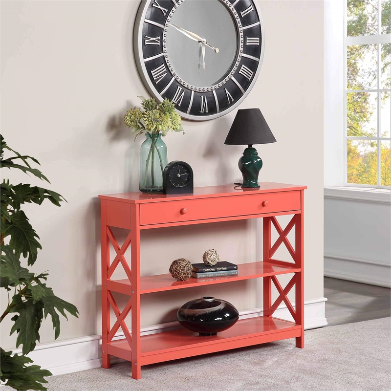 Pemberly Row Modern One-Drawer Console Table in Orange Wood Finish