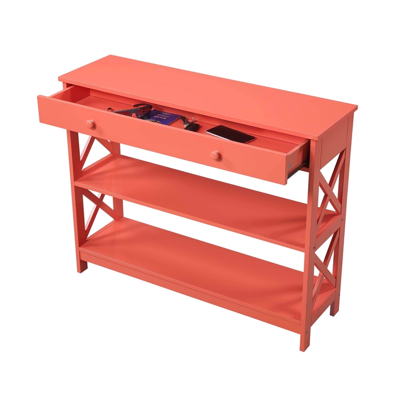 Pemberly Row Modern One-Drawer Console Table in Orange Wood Finish