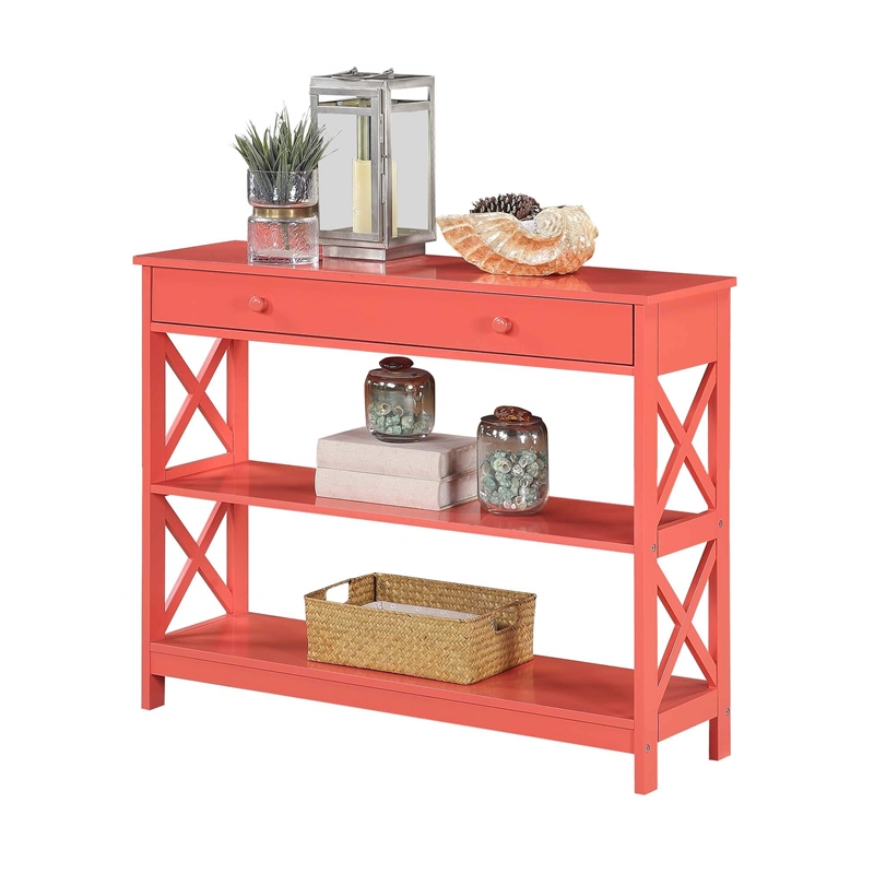 Pemberly Row Modern One-Drawer Console Table in Orange Wood Finish