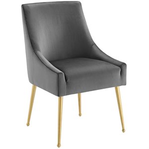 Pemberly Row 19&quot Upholstered Performance Velvet Dining Chair in Gray