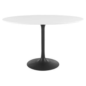 Pemberly Row 48&quot Oval Wood Top and Metal Dining Table in Black/White