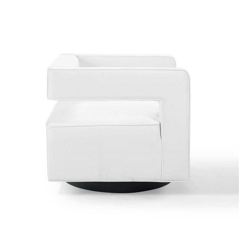 Pemberly Row Modern Performance Velvet Swivel Armchair in White