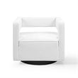 Pemberly Row Modern Performance Velvet Swivel Armchair in White