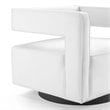 Pemberly Row Modern Performance Velvet Swivel Armchair in White