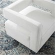 Pemberly Row Modern Performance Velvet Swivel Armchair in White