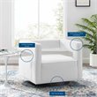 Pemberly Row Modern Performance Velvet Swivel Armchair in White