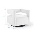 Pemberly Row Modern Performance Velvet Swivel Armchair in White