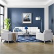 Pemberly Row 3-Piece Modern Tufted Faux Leather Sofa Furniture Set in White