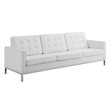Pemberly Row 3-Piece Modern Tufted Faux Leather Sofa Furniture Set in White
