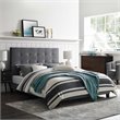 Pemberly Row Queen Tufted Button Performance Velvet Platform Bed in Gray