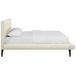 Pemberly Row Queen Biscuit Tufted Upholstered Fabric Platform Bed in Ivory