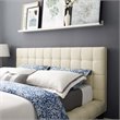 Pemberly Row Queen Biscuit Tufted Upholstered Fabric Platform Bed in Ivory