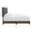 Pemberly Row Diamond Tufted Upholstered Fabric Wood Queen Bed in Walnut/Gray