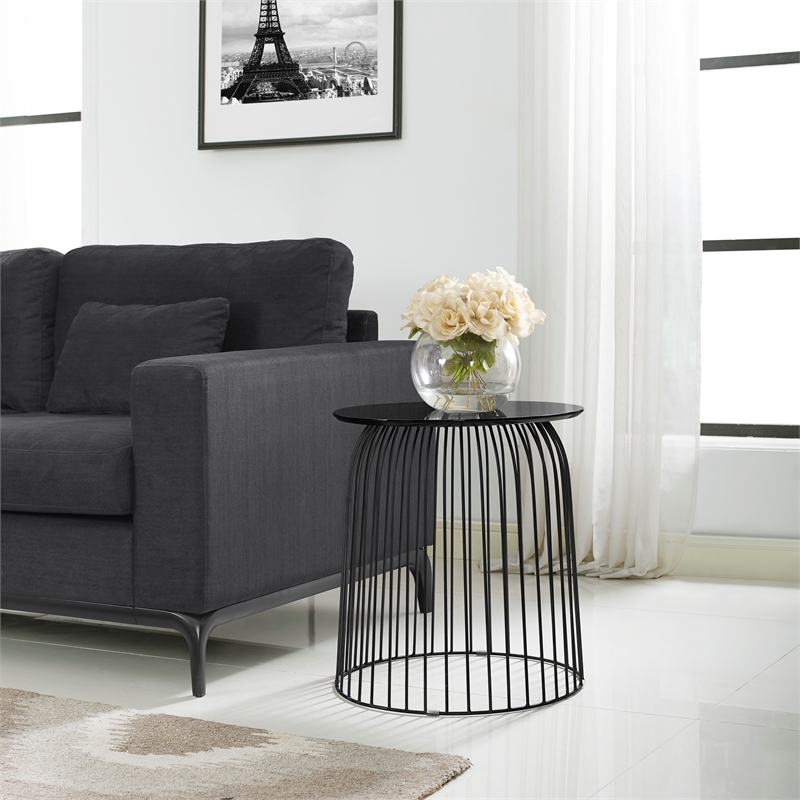 Pemberly Row Modern / Contemporary Black Finish Accent Table