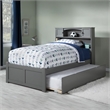 Pemberly Row Twin XL Solid Wood Bed with Twin XL Trundle in Gray