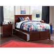 Pemberly Row Madison Twin XL Wood Platform Bed and Twin XL Trundle in Walnut