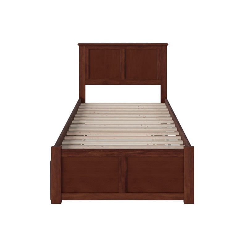Pemberly Row Madison Twin XL Wood Platform Bed and Twin XL Trundle in Walnut