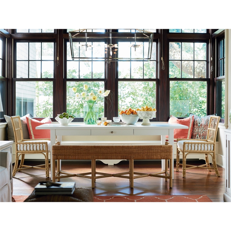 Pemberly Row Contemporary Woven Rattan Low-Arm Chair Set of Two