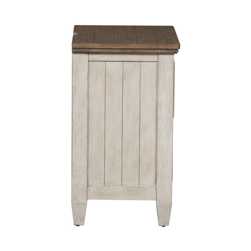 Pemberly Row Modern White 2 Drawer Night Stand w/ Charging Station