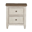 Pemberly Row Modern White 2 Drawer Night Stand w/ Charging Station
