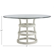 Pemberly Row Round Glass Dining Table 44 inch Top in Sandbar Gray