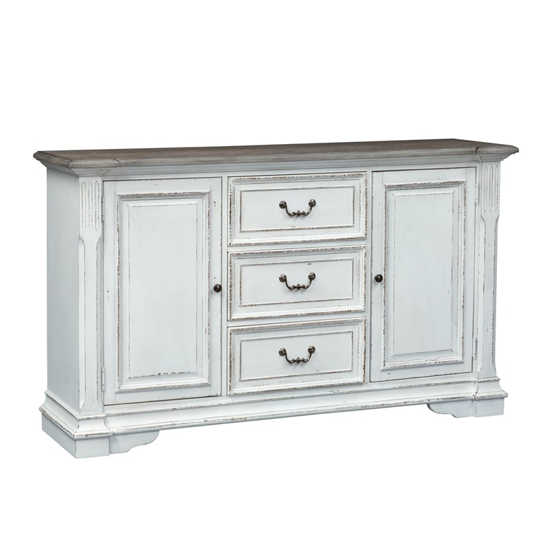 Pemberly Row Modern / Contemporary White French & English Dovetail Buffet