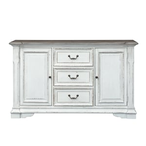 Pemberly Row Modern / Contemporary White French & English Dovetail Buffet