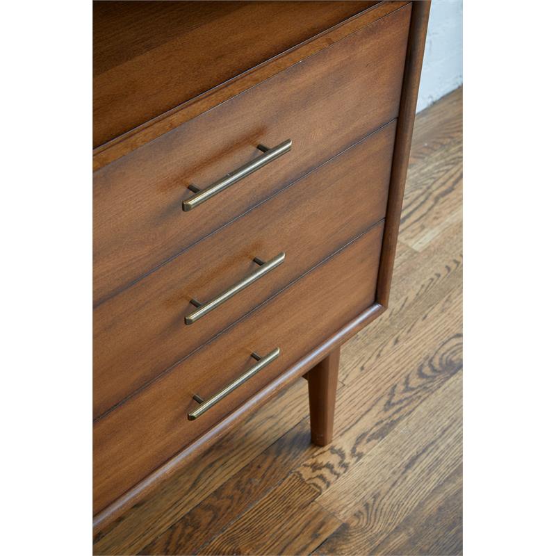 Pemberly Row 3-Drawers Solid Wood Buffet/Storage Cupboard in Walnut
