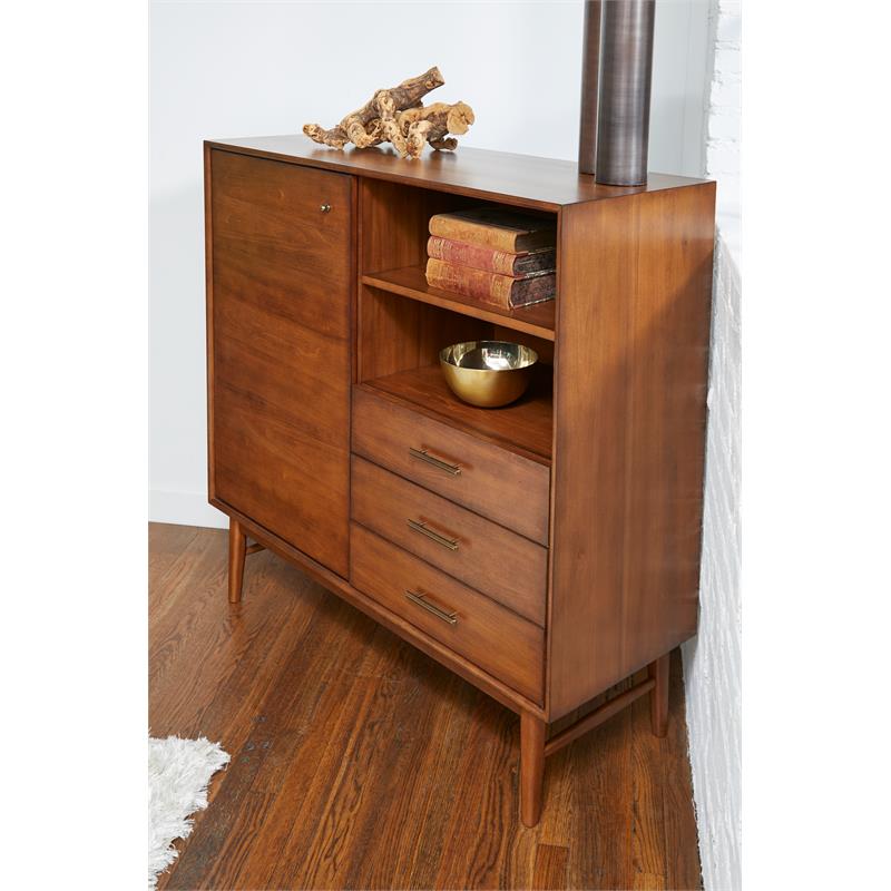 Pemberly Row 3-Drawers Solid Wood Buffet/Storage Cupboard in Walnut