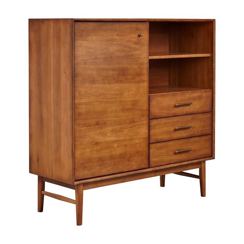 Pemberly Row 3-Drawers Solid Wood Buffet/Storage Cupboard in Walnut