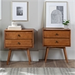 Pemberly Row 3-Pc Bedroom Set Spindle Bed + Two 2-drawer nightstands - Caramel