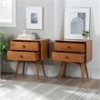 Pemberly Row 3-Pc Bedroom Set Spindle Bed + Two 2-drawer nightstands - Caramel