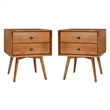 Pemberly Row 3-Pc Bedroom Set Spindle Bed + Two 2-drawer nightstands - Caramel