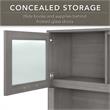 Pemberly Row 60W L Shaped Desk with Hutch in Platinum Gray - Engineered Wood