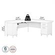 Pemberly Row 72W L Shaped Desk with Storage in White - Engineered Wood
