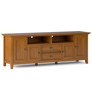 Pemberly Row Modern 72&quot Solid Wood TV Stand in Light Golden Brown