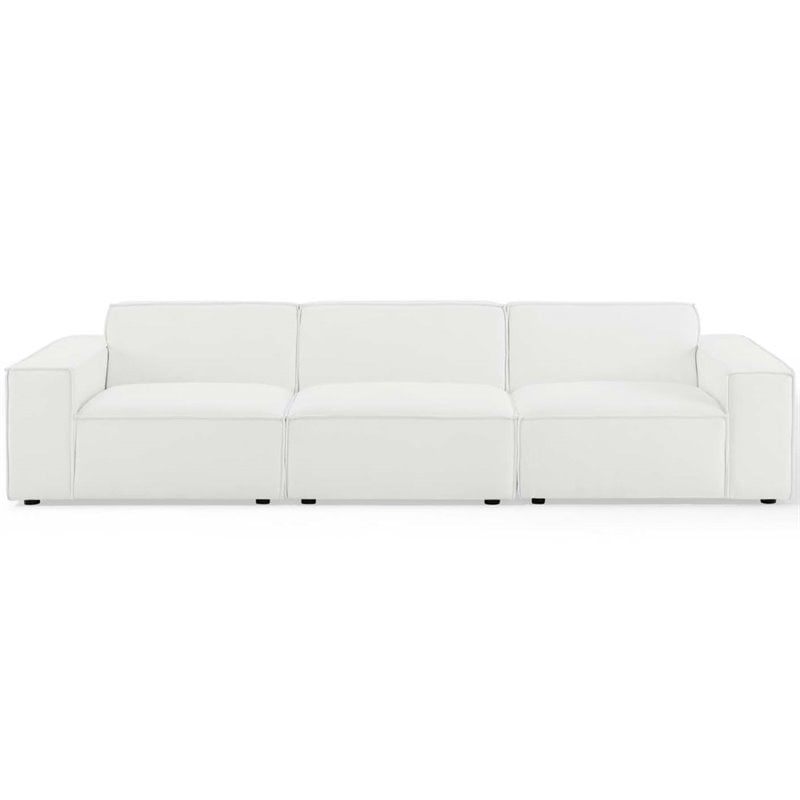 Pemberly Row 3-Piece Modern Fabric Upholstered Sectional Sofa in White