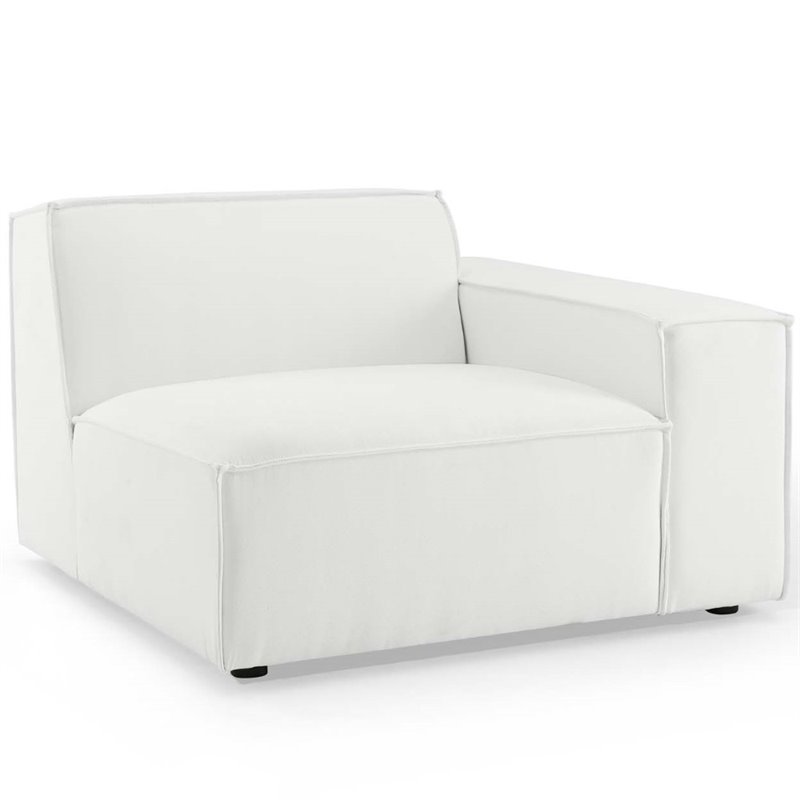 Pemberly Row 3-Piece Modern Fabric Upholstered Sectional Sofa in White